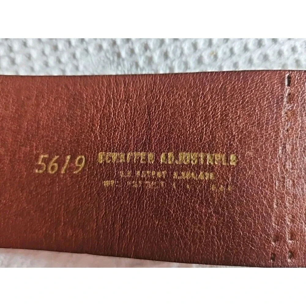 VTG Schaffer Bronze Buckle Brown Leather Belt RARE NWOT SZ S/M